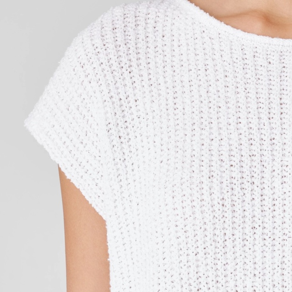 Eileen Fisher Cotton Boucle Square Top, Size XS, White